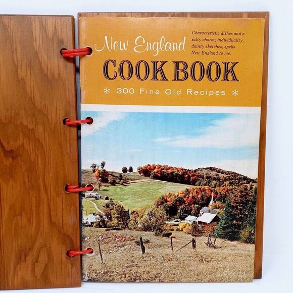 Vintage Fine Old New England Recipes Wood Cover Cookbook 1972 - Picture 3 of 7
